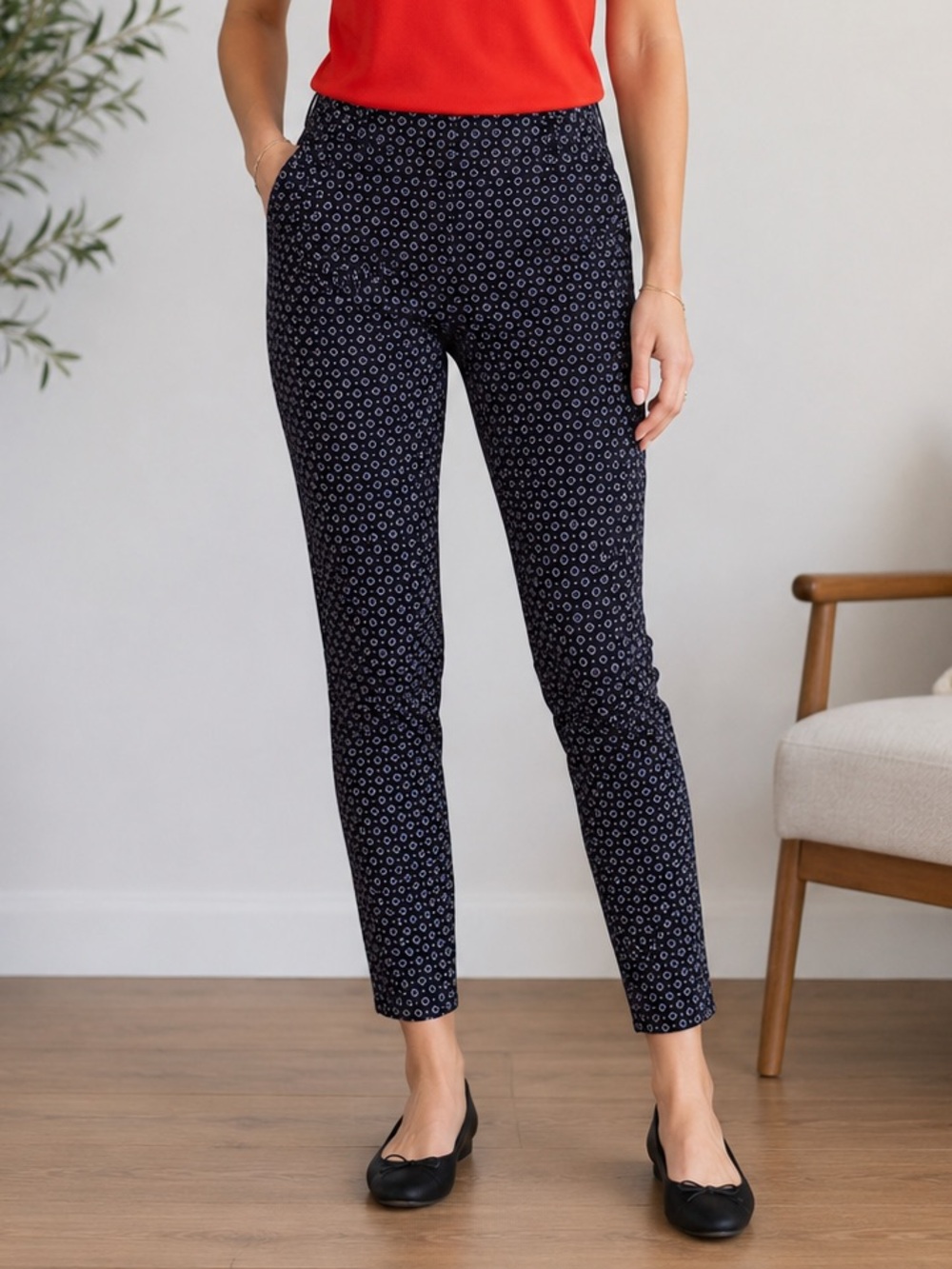 Navy Print “Marisa” Skinny Pants